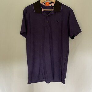 Puma sz M purple black short sleeved men's golf shirt summer top textured casual